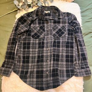 *2 for $20* Women's black/gray plaid flannel button shirt